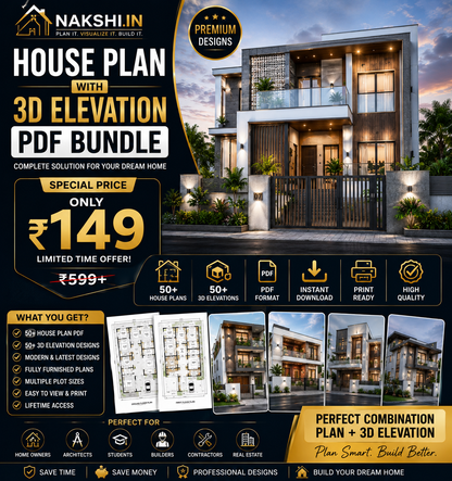 Architect Designed 50+ House Plans PDF – Ready to Build | All Plot Sizes | Only ₹99